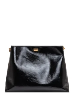 Shoulder Bag with Metal Plaque