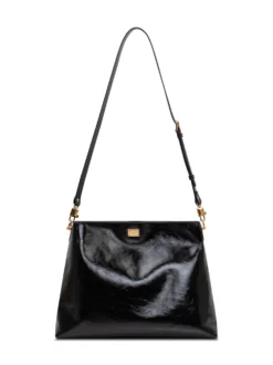 Shoulder Bag with Metal Plaque