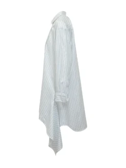 Side Knot Shirt Dress with Striped Pattern