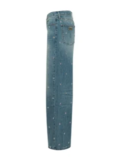 Skater Loose Jeans with Rhinestones