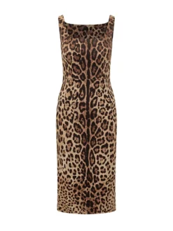 Sleeveless Animal Print Midi Dress