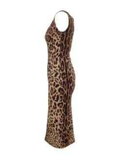 Sleeveless Animal Print Midi Dress