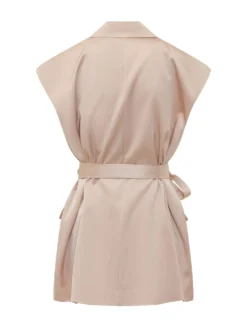 Sleeveless Blazer with Belt