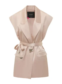 Sleeveless Blazer with Belt