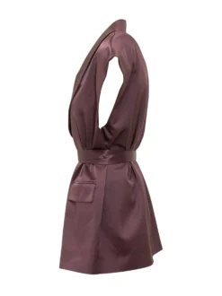 Sleeveless Blazer with Belt and Pockets