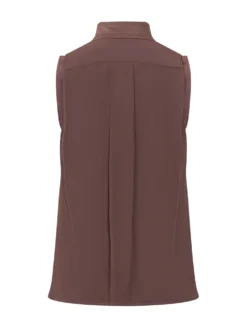 Sleeveless Blouse with Deep Neckline and Draped Detail