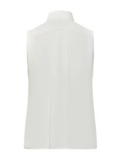 Sleeveless Blouse with Deep Neckline and Draped Detail