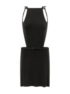 Sleeveless Dress with Cut Out and Belt