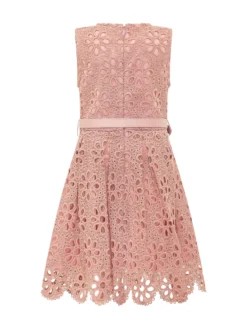 Sleeveless Dress with Cutwork Embroidery