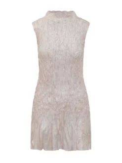 Sleeveless Dress with High Neck