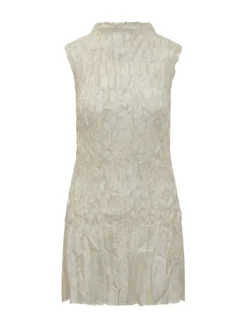 Sleeveless Dress with High Neck