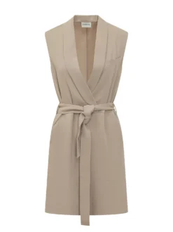 Sleeveless Jumpsuit with V Neck and Belt