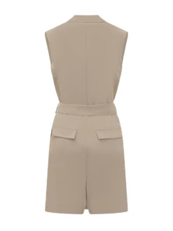 Sleeveless Jumpsuit with V Neck and Belt