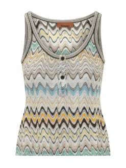 Sleeveless Knit Top with Buttons