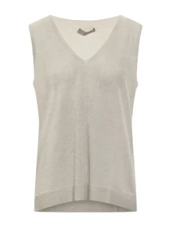 Sleeveless Knit Top with V Neck