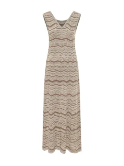 Sleeveless Long Chevron Dress