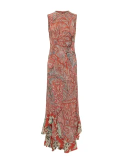 Sleeveless Long Dress with Ruffle Hem