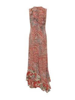 Sleeveless Long Dress with Ruffle Hem