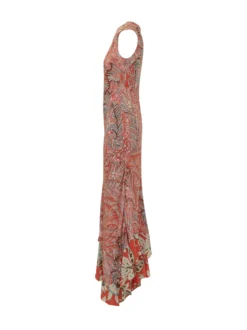 Sleeveless Long Dress with Ruffle Hem