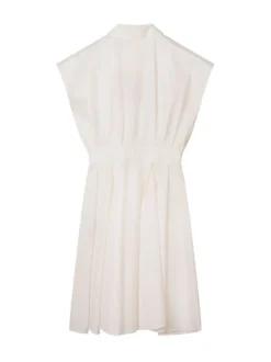 Sleeveless Midi Dress with Collar