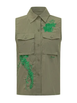Sleeveless Shirt with Embroidery