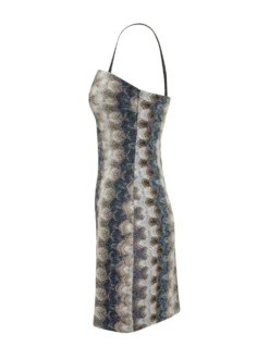 Sleeveless Short Dress with Straps and Geometric Pattern