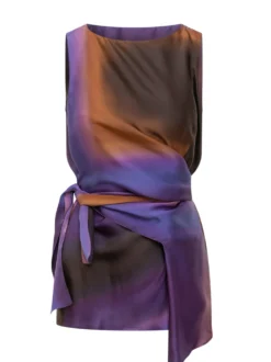 Sleeveless Top with Abstract Print and Side Tie