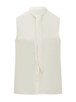 Sleeveless Top with Neck Tie Bow