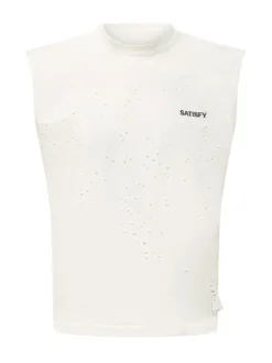 Sleeveless T-shirt with Logo and Perforated Details
