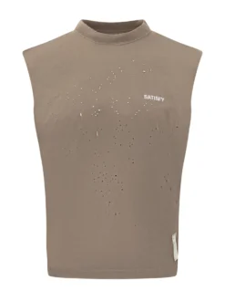 Sleeveless T-shirt with Logo and Perforated Details