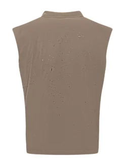 Sleeveless T-shirt with Logo and Perforated Details