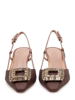 Slingback Pumps with Jewel Buckle