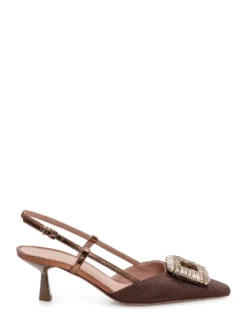 Slingback Pumps with Jewel Buckle