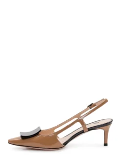Slingback Pumps with Metal Detail