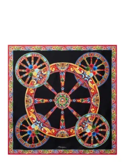 Square Scarf with Wheel Print