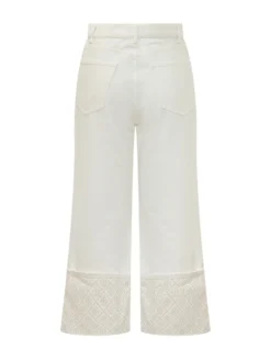 Straight Leg Jeans with Pattern Insert