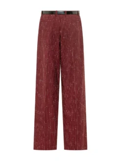 Straight Leg Pinstriped Trousers with Belt