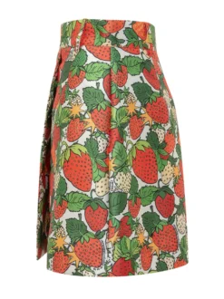 Strawberry Print Belted Mini Skirt