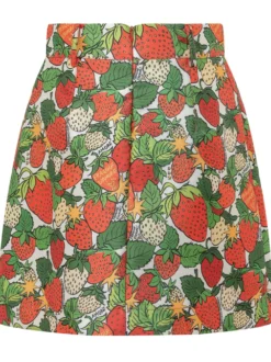 Strawberry Print Belted Mini Skirt