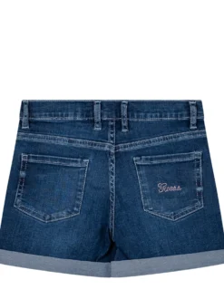 Stretch Denim Shorts with Turn-Up Hem