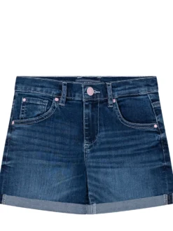 Stretch Denim Shorts with Turn-Up Hem