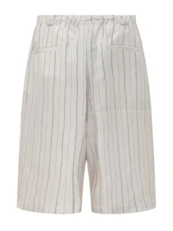 Striped Bermuda Shorts with Elastic Waist