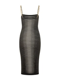 Striped Knit Dress with Chain Straps