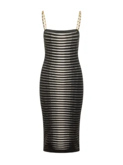 Striped Knit Dress with Chain Straps
