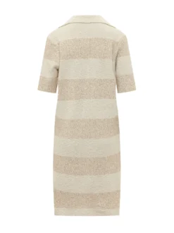 Striped Knit Dress with Open Collar