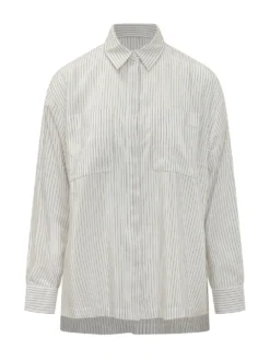 Striped Organza Shirt with Pockets