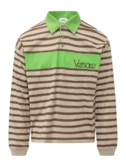 Striped Polo Shirt with Logo