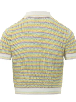 Striped Polo with Perforated Texture