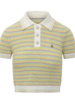Striped Polo with Perforated Texture