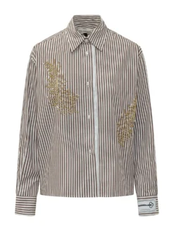 Striped Shirt with Embellished Embroidery